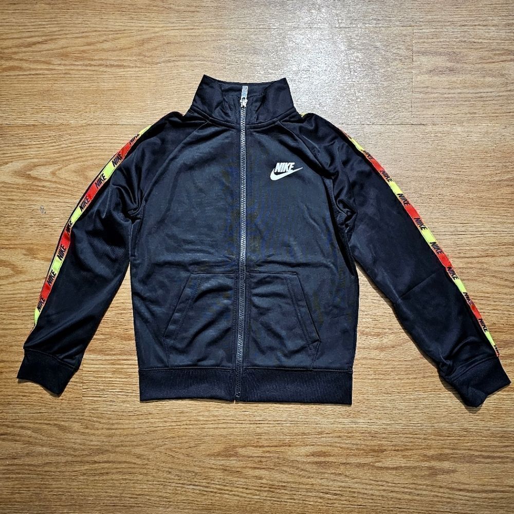 Nike Sportswear Track Jacket Multi Logo Kids Size 7 Black Red Yellow White New